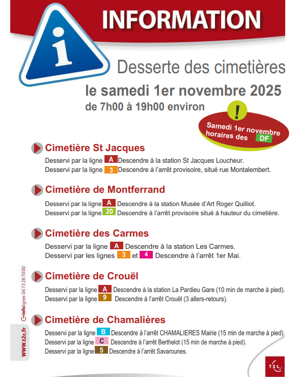 Samedi 1er novembre 2025 : bus et tram vers les cimetières